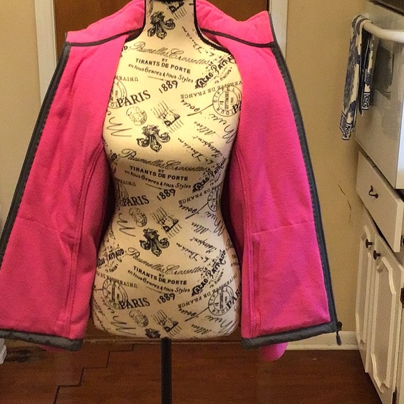 NWOT New Balance Pink Fleece and Gray Polyester Jacket  #warmandcozy - Picture 5 of 5